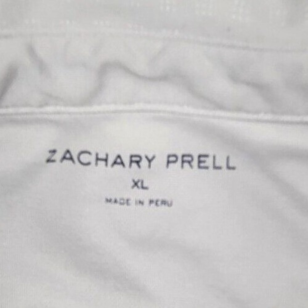 Zachary Prell Mens Polo Shirt XL Beige Pima Cotton Blend Geometric Short Sleeve - Picture 4 of 9